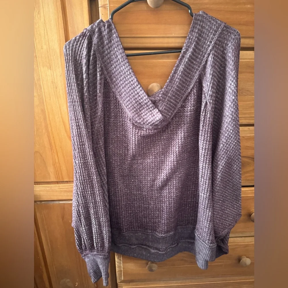 We The Free Off-the-Shoulder Textured Sweater in Taupe - Picture 6 of 7